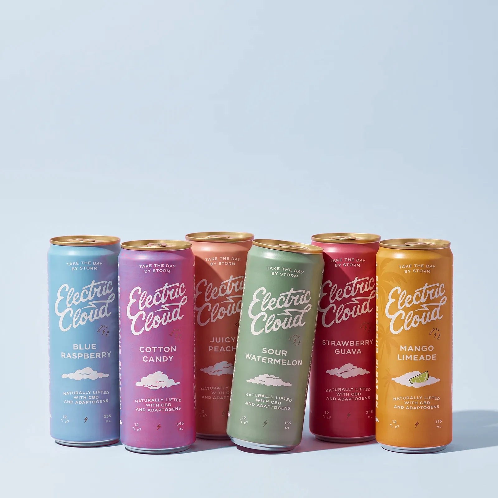 The complete sampler assortment: Blue Raspberry, Cotton Candy, Juicy Peach, Sour Watermelon, Strawberry Guava and Mango Limeade