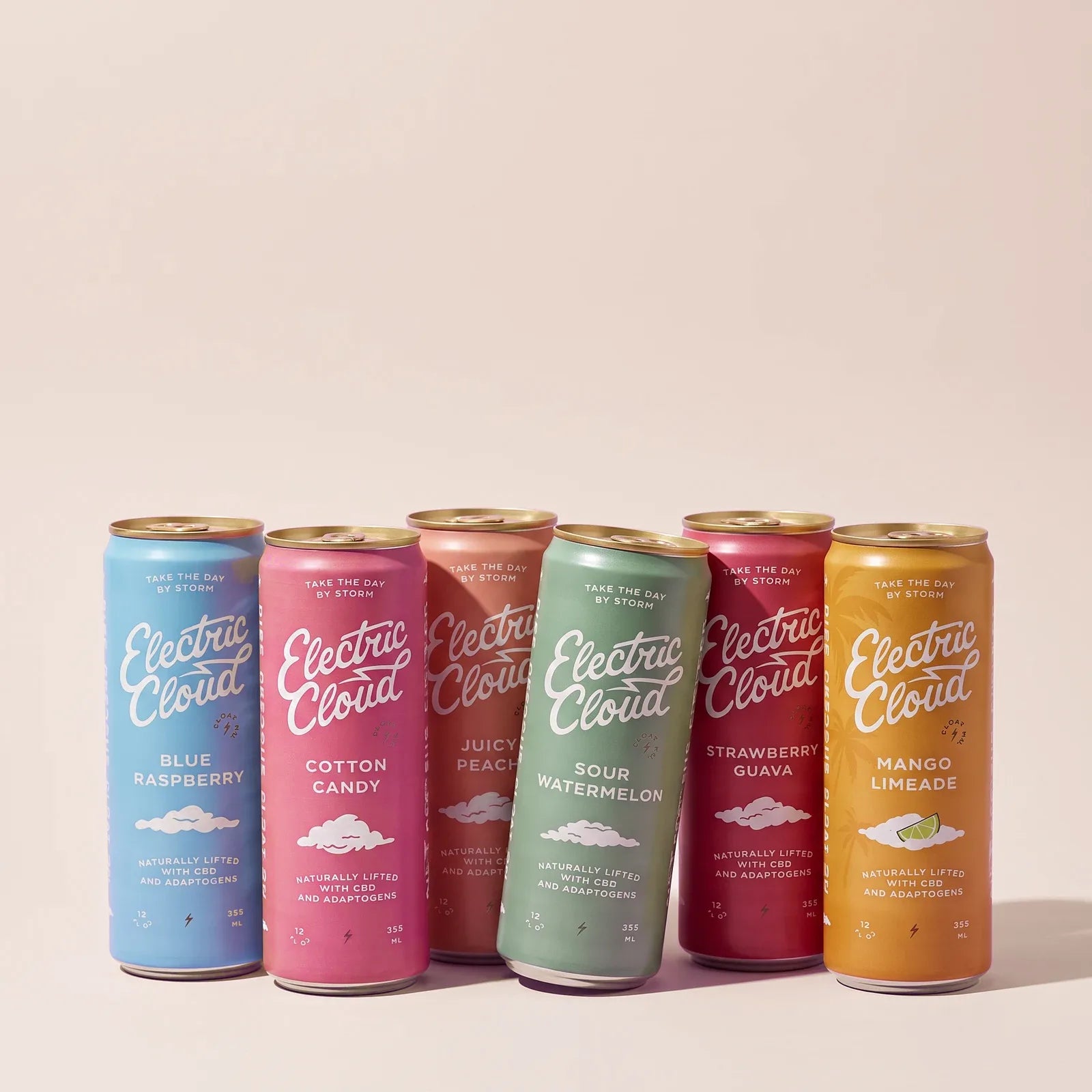 The complete sampler assortment: Blue Raspberry, Cotton Candy, Juicy Peach, Sour Watermelon, Strawberry Guava and Mango Limeade